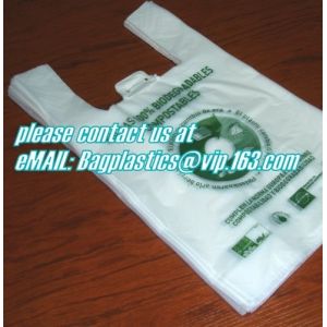 En13432 certified compostable bag on roll, 100% Compostable Vest Carrier Plastic