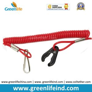 China Popular Sales Solid Red Safety Durable Spiral Coil Rope Stretched 1M Outboard Motor Killcord on sale