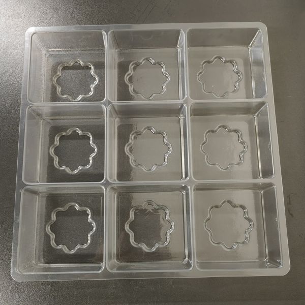 Customized disposable 9 cavity biscuit plastic tray blister pet brownie plastic