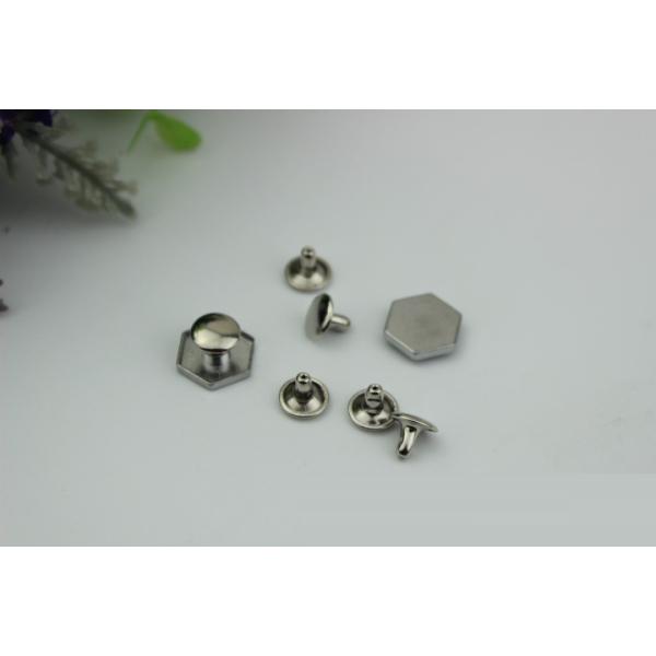 Super cheaper factory price bag fitting small flat six-sided nickel color metal buckles and rivets