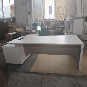 White CEO Boss High Tech Executive L Shaped MFC Manager Desk For Office