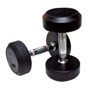Rubber Weight Lifting Dumbbell Gym Fixed 2.5kgs Round Dumbbell Set Black