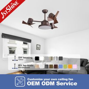 Indoor Vintage Small 44in Plastic Ceiling Fan With 3 Colors LED Light