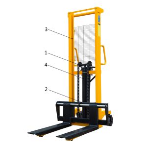 1t 3t Hand pallet Hydraulic system manual stacker with a load capacity of 1T and