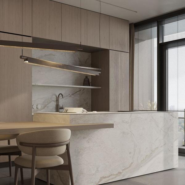 Custom Modern Complete Island Kitchen Furniture White PVC Wood Cabinet Sets Glass Door for Villa Project MDF Carcase