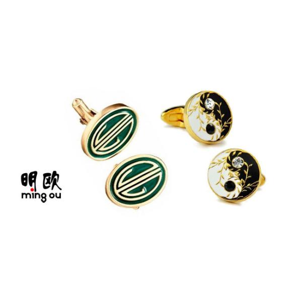 Oval Custom Mens Accessories Cufflinks , Shiny Solid Gold Cufflinks For Men