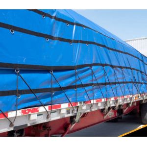 Customized PVC Coated Fabric For Flatbed Blue Steel Tarps