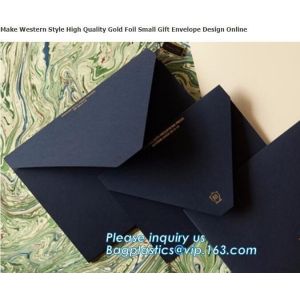 Cheap MAKE western style high quality gold foil gift envelope Matt black card paper envelope in A4 A5 B5 C5 C6 A3 size with cu for sale