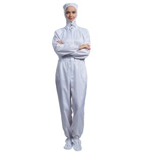 Cheap Four - Piece Snap Cleanroom Suit Unisex S~4XL Antistatic Dustproof Autoclavable Customized Blue / White HanYang Clean for sale