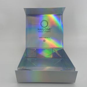 Custom Printed Deluxe Holographic Rigid Foldable Magnetic Closure Gift Cosmetics