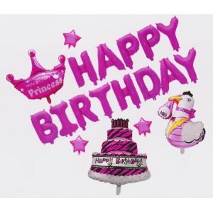 Stereoscopic Happy Birthday Letter Balloons Heart Shape Easy To Assemble