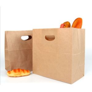 Recyclable Kraft Paper Bags With Handles Offset Printing Simple Design