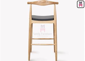 Cheap Ash Wood Leather Seat Bar Stools Classical Mid-Century Style For Hotel for sale