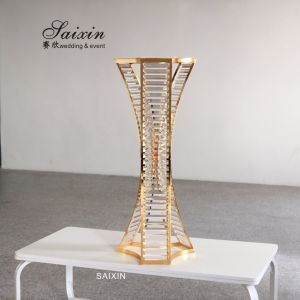 ZT-538G 2022 New Flower metal gold triangle crystal decor flower stand support
