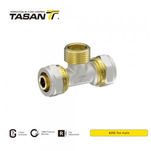 Cheap 16mm Brass Compression Fittings  For Copper Pipe Brass Male Tee Anticorrosive 62G for sale
