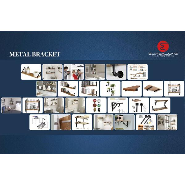 Standard Industrial Decor Iron J Hook Brackets Wall Angel Corner L Bracket with Lip