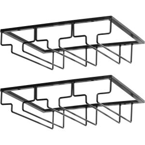 Metal Hanging Wine Glass Holder for Bar Kitchen Under Cabinet Stemware Organizer