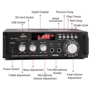 2 Channels 2.0 LCD Display 300W 300W Digital HIFI Audio Stereo Power Amplifier