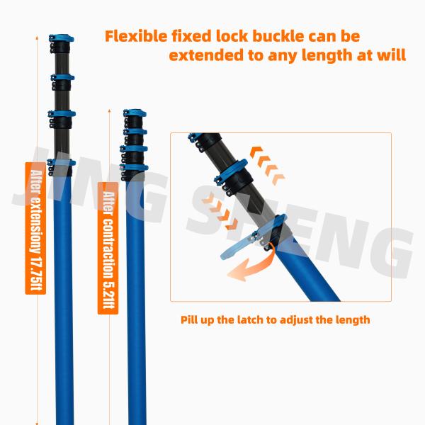 28FT Carbon Fiber High Reach Gutter Cleaning Pole Best For Industrial Use Maximum Reach With Stability