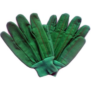 Green Colour Cotton Working Hands Gloves With Knit Wrist For Winter Use