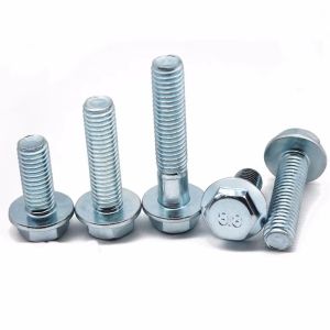 Metal M4 M6 Carbon Steel Blue White Galvanized Hex Flange Bolt With Nut DIN6921