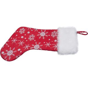 Red White Snow Pattern 21 Inches Christmas Stocking Double Layers Gift Holders