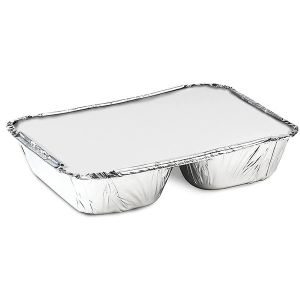 2 Compartment Aluminum Foil Container With Llid Capacity 750ml Serving Pan