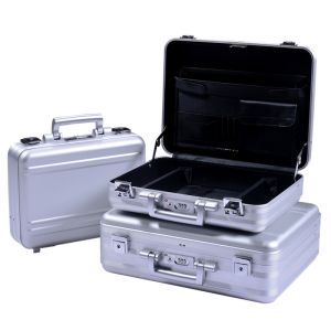 MS-M-01 S Silver Aluminum Molded Briefcase Aluminum Attache Carrying Case