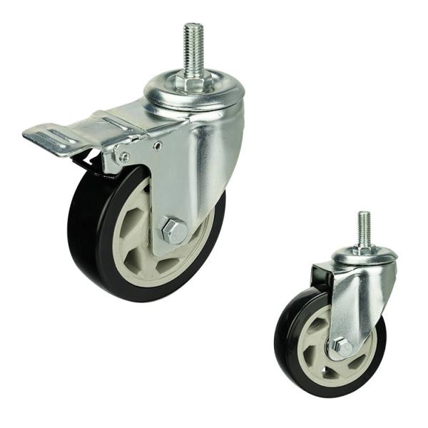 Quality 150mm Total Brake Threaded Stem Hollow Core Ball Bearing Medium Duty Casters wholesale