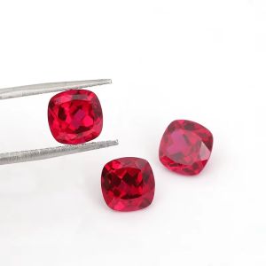 China Certified Pigion Blood Cushion Faceted Cut Grown Loose Ruby Gemstone For Ring on sale