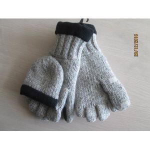 Cheap Half fingers with covers acrylic&amp;wool gloves with Thinsulate linging, white for MENS' outside and winter for sale