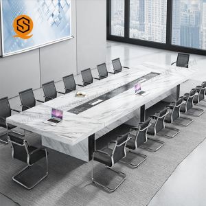 Marble Solid Surface Conference Table Rectangle 12 Feet Conference Table