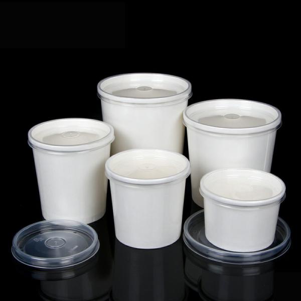 Disposable White Paper Soup Containers Single Wall 300g Kraft Soup Containers