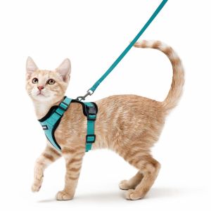 Adjustable Soft Cat Vest Kitten Harnesses Reflective Safety Harness with Leash