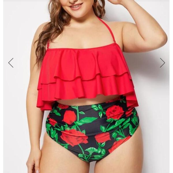 Quality 2019 New Plus SizeTwo piece Swimsuit Double deck flouncing Swimsuit Women Push up vnsf0002 wholesale