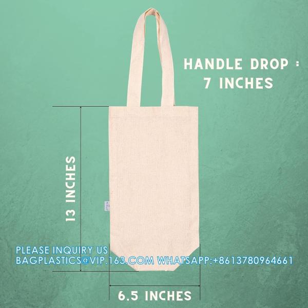 Wine Carrying Bag Set, Ideal Bottle Carrier, Cotton Canvas Gift Pack, Picnic Wine Accessories