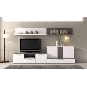 Cheap Pre Finished White Particle Board TV Stand With Large Capacity Sliding Drawers for sale