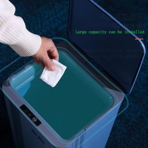 Large Color Automatic Induction Smart Plastic Trash Can for Household Kitchen