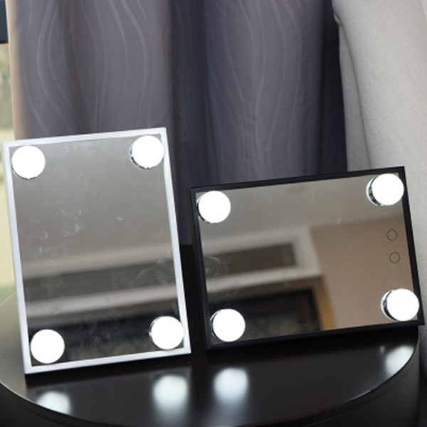 Tabletop Single Sided Portable Led Lighted Tabletop Makeup Mirror Bulbs Around It