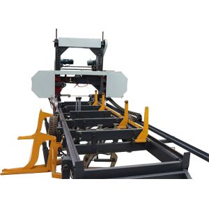 China Mobile Portable Bandsaw Sawmill,Hydraulic Automatic Horizontal Log Band Saw with hydraulic clamp on sale