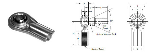 Self Lubricating Zinc Plated LH Thread Rod End Bearings