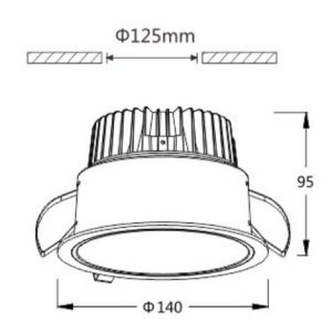 20W 5inch SMD led downlight Secondary Reflector Aluminum downlights 115LM/W High