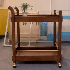 Multi Functional Modern Iron and Wood Trolley Featuring Finest Wooden Cart