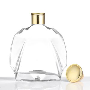 Round Nordic Glass Liquor Bottle with Wooden Lid and Bonus Natural Cork Bottle