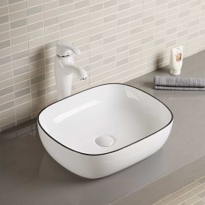 500mm 600mm Rectangular Countertop Basin With Overflow
