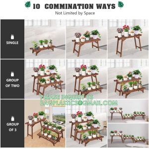 Wood Plant Stand Ladder Plant Shelf, Flower Pot Display Rack Freestanding