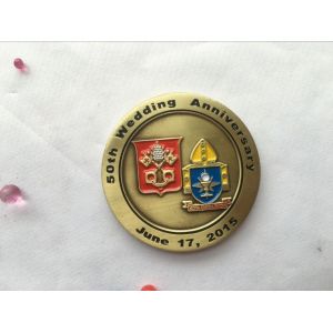 Custom soft enamel zinc alloy gold plated dual sided challenge coin with PVC bag