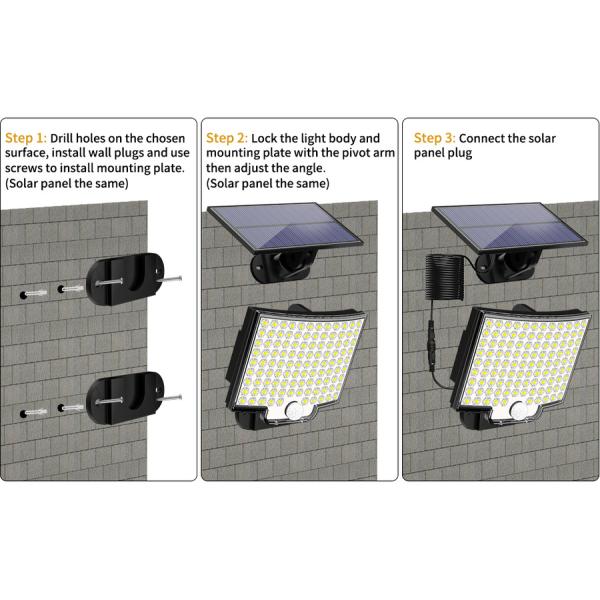 128 LED Solar Flood Light Motion Sensor Wall Mounted Sunlight Power IP65