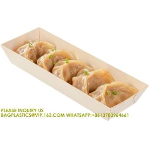 Compostable Food Containers, Rectangle Wooden Bento Boxes - Long Flare, Grease