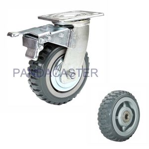 Durable Heavy Duty Casters Polyurethane Tread Wheels With Total Brake